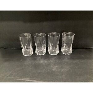 Set of 4 Bormioli Rocco Cassiopea Angular Moulded‎ Glasses 16 Oz 5.75"